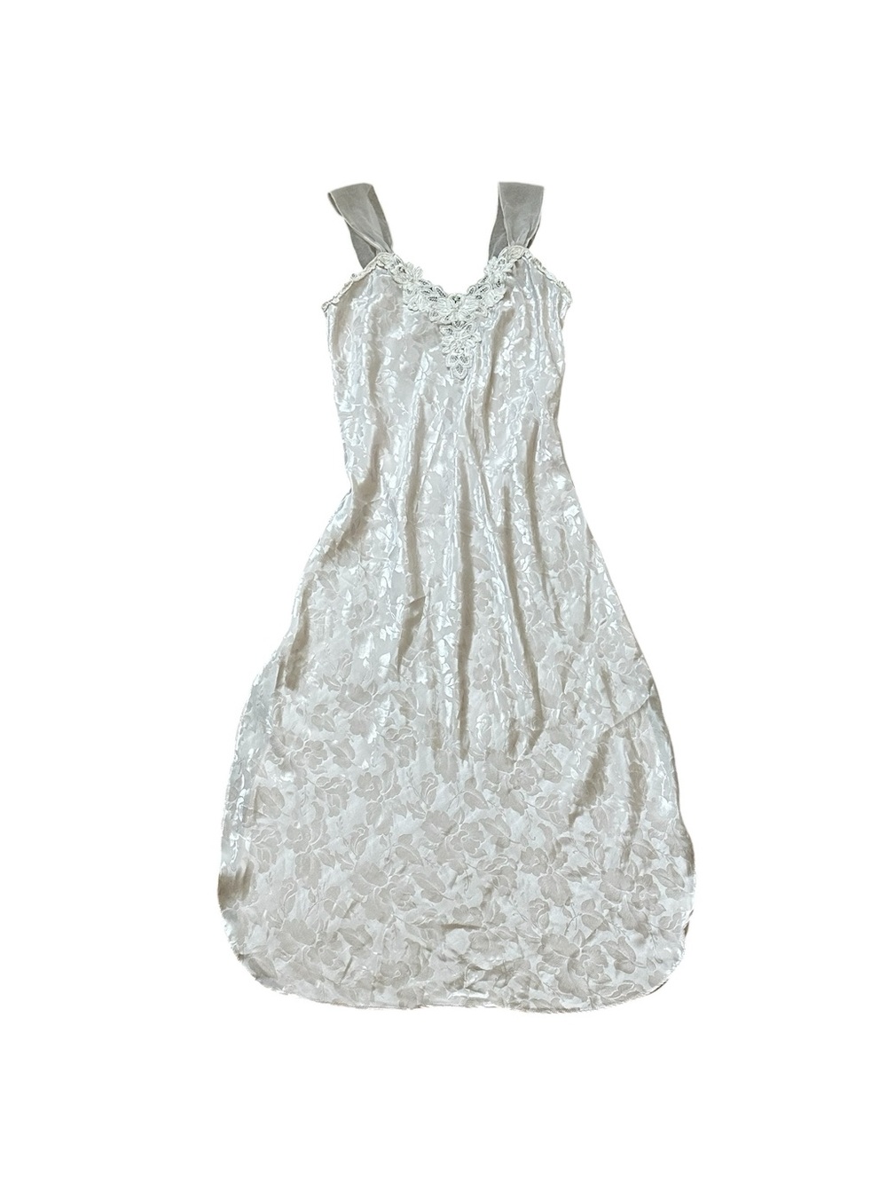 Vintage Satin Slip Dress Lace Embroidery Pink Fairy Feminine Coquette